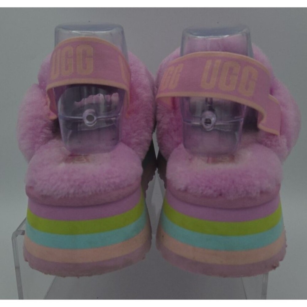 UGG Pink Rainbow Platform Disco Knot Genuine Shearling Slide Slippers US Size 11 - Picture 7 of 9